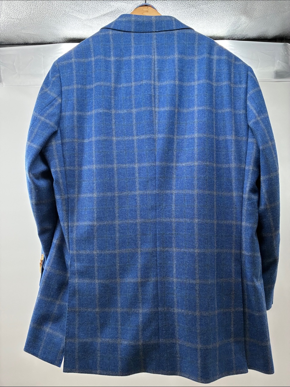 Men's Blue Windowpane Sport Coat - Classic Tailored Blazer - Picture 2 of 9
